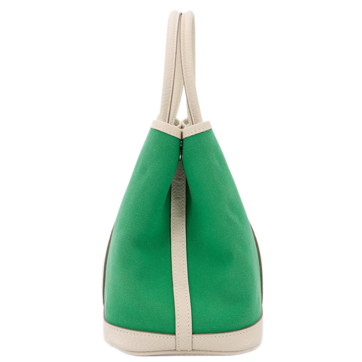 HERMÈS Garden Party 30 handbag in Bamboo and Craie Canvas and Negonda leather with Palladium hardware - 4
