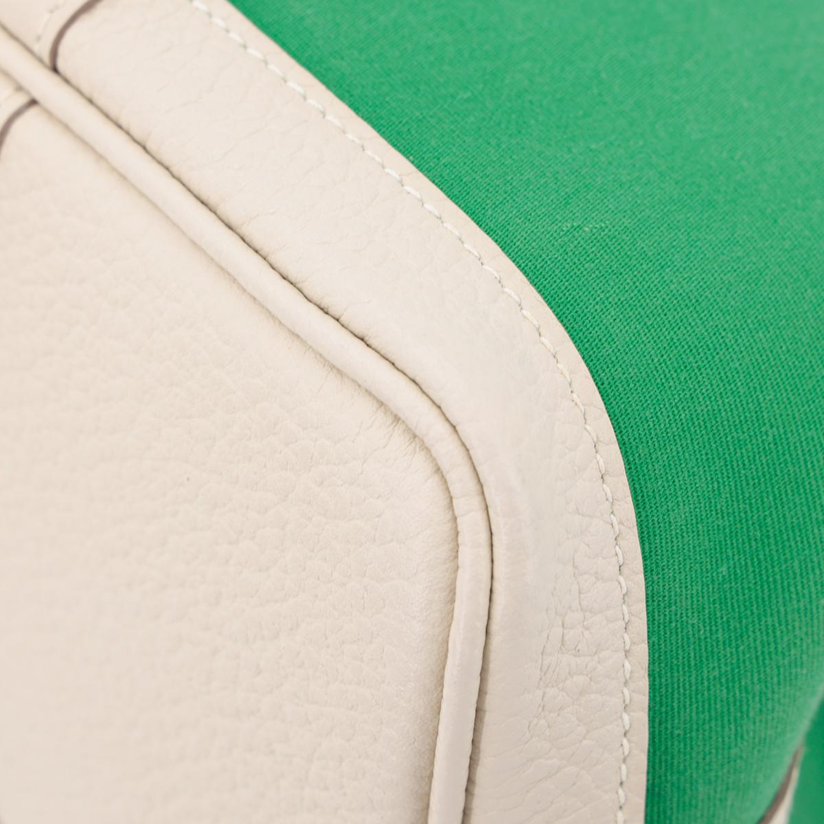 HERMÈS Garden Party 30 handbag in Bamboo and Craie Canvas and Negonda leather with Palladium hardware - 10