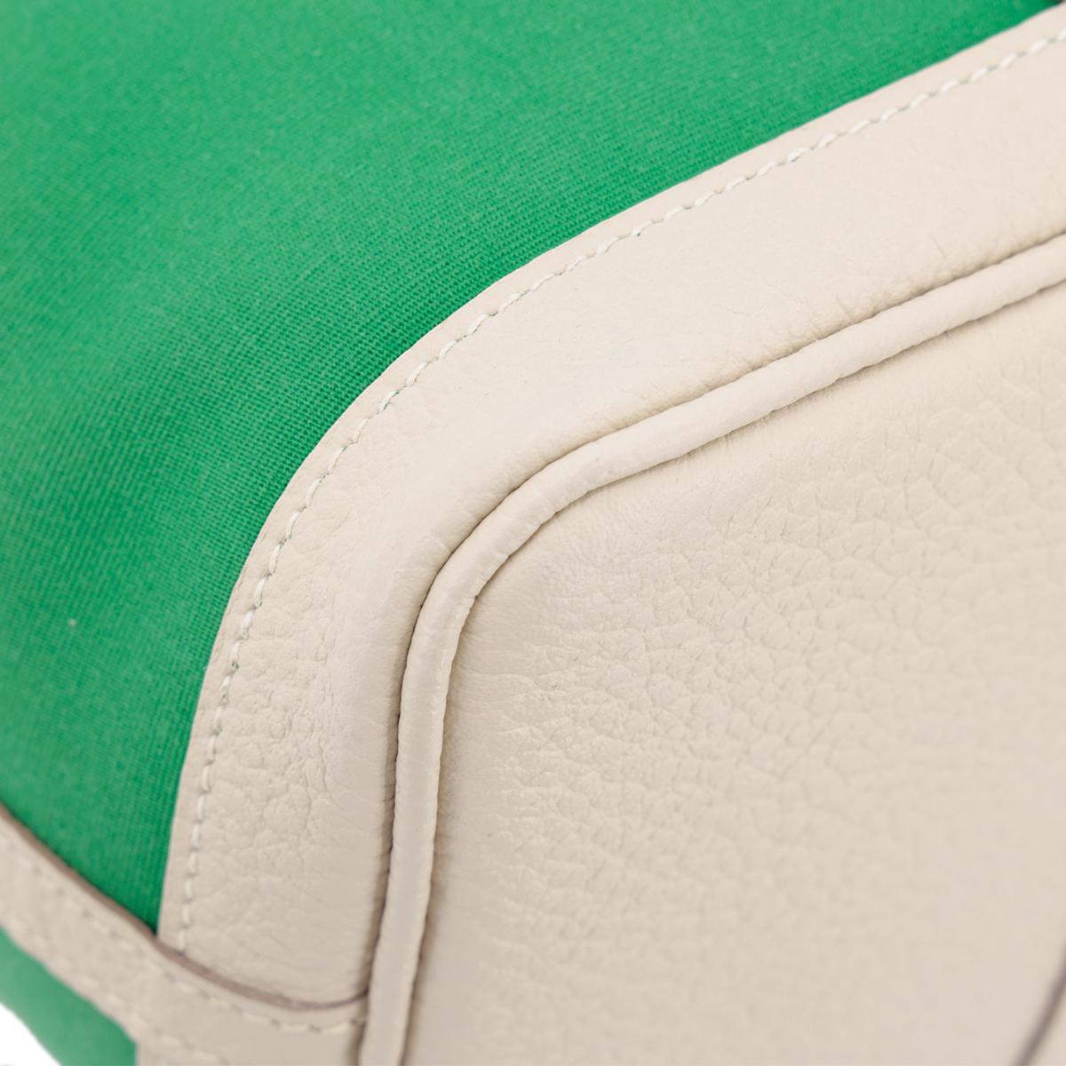 HERMÈS Garden Party 30 handbag in Bamboo and Craie Canvas and Negonda leather with Palladium hardware - 11