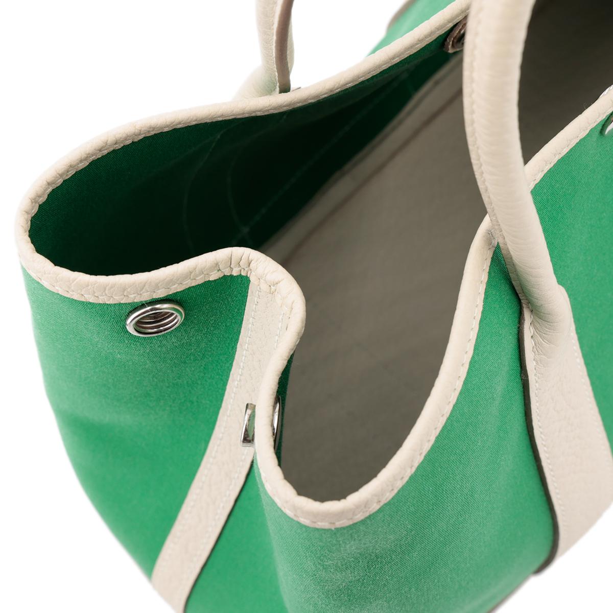 HERMÈS Garden Party 30 handbag in Bamboo and Craie Canvas and Negonda leather with Palladium hardware - 18