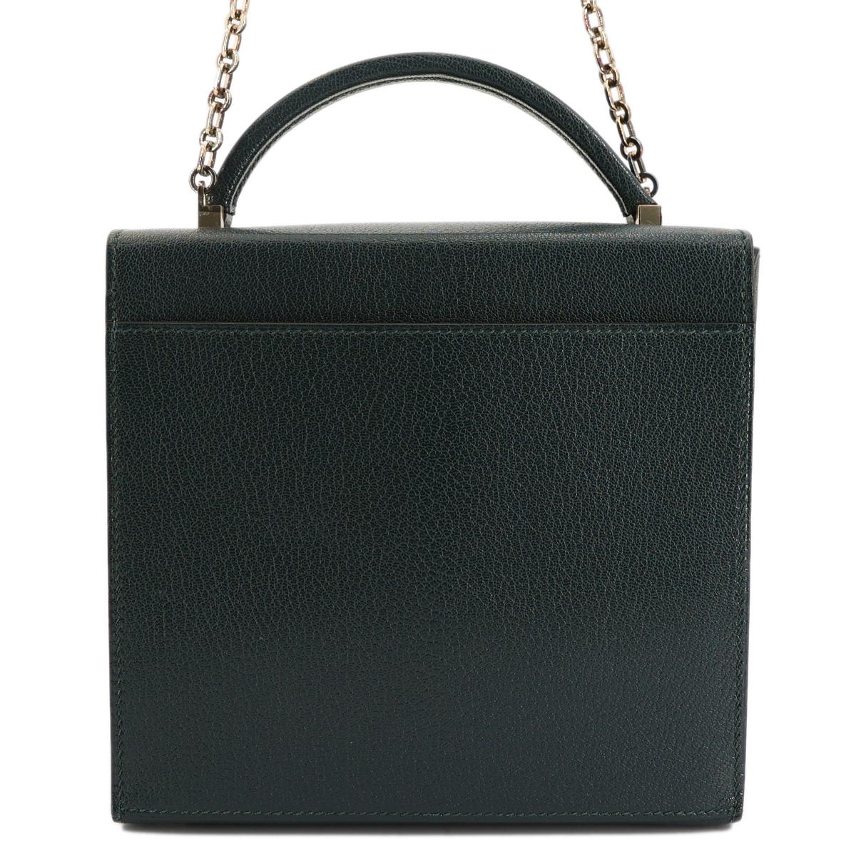 HERMÈS Cinhetic Box Bag in Vert Cypress Chevre leather with Gold hardware[Consignment] - 3