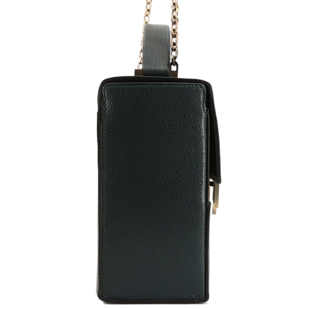 HERMÈS Cinhetic Box Bag in Vert Cypress Chevre leather with Gold hardware[Consignment] - 5