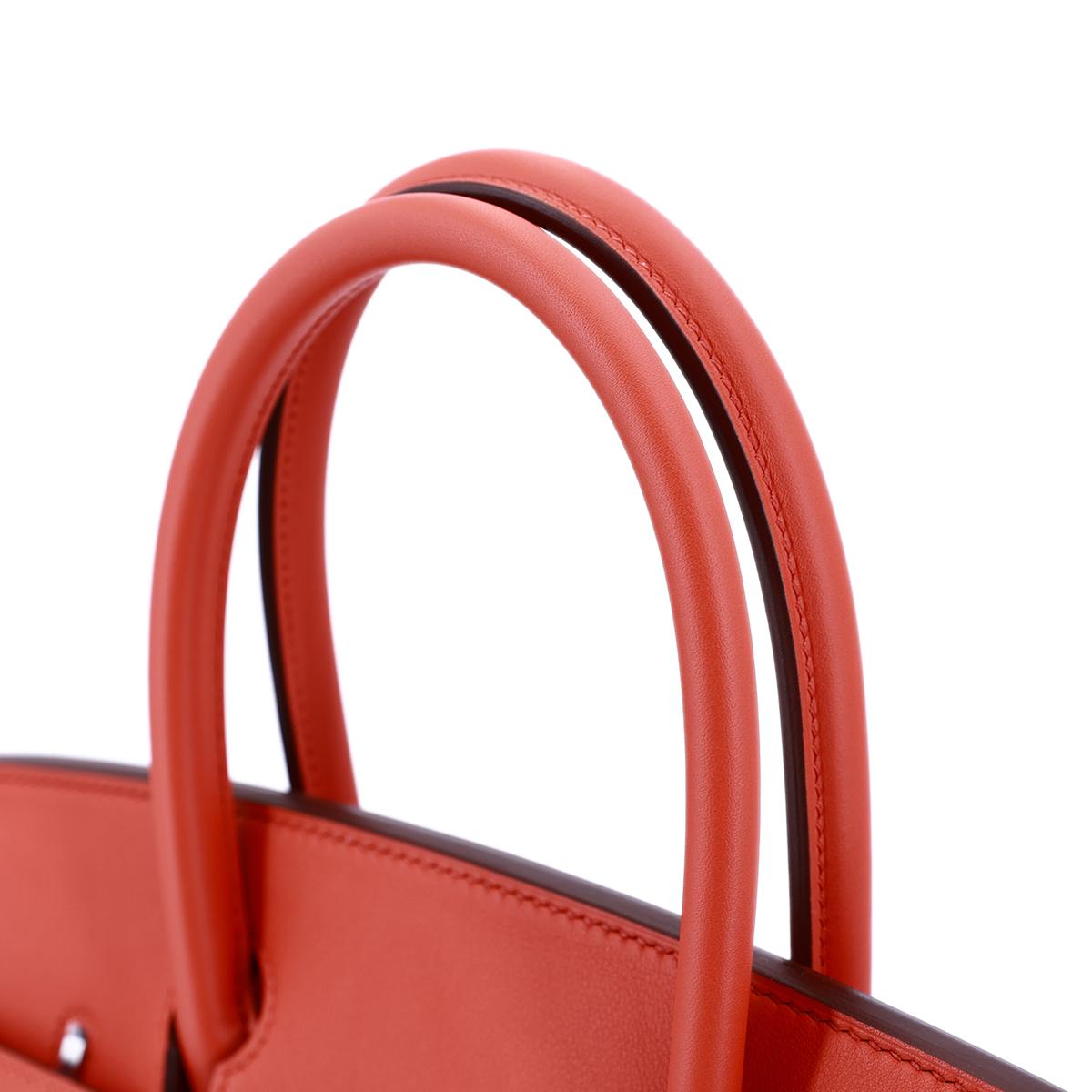[全新] HERMÈS 爱马仕 限量款 Birkin Quadrille 30 铂金包 9M Sanguine 三文鱼红 Swift牛皮 帆布 银扣 - 6