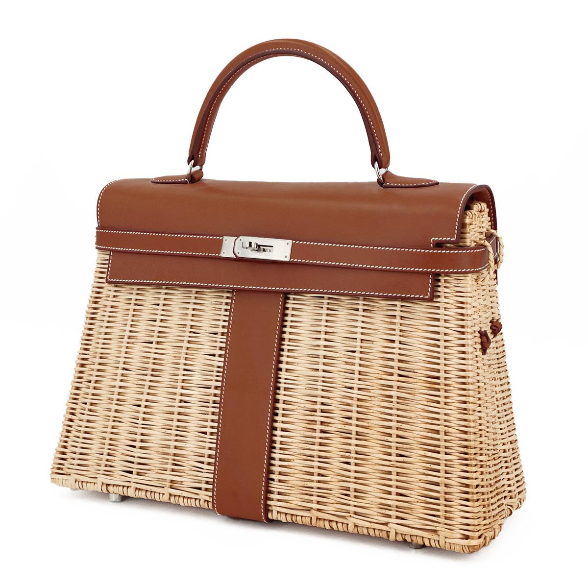 Excellent ( Rank SA ) HERMÈS Limited Edition Kelly 35 Picnic Fauve (34) Barenia Palladium hardware Square O (2011) - 3