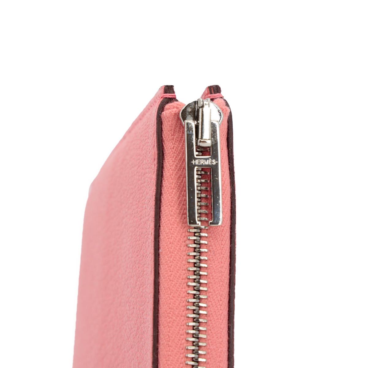 HERMÈS Kelly Wallet in Rose Azalee Chevre leather with Palladium hardware - 13
