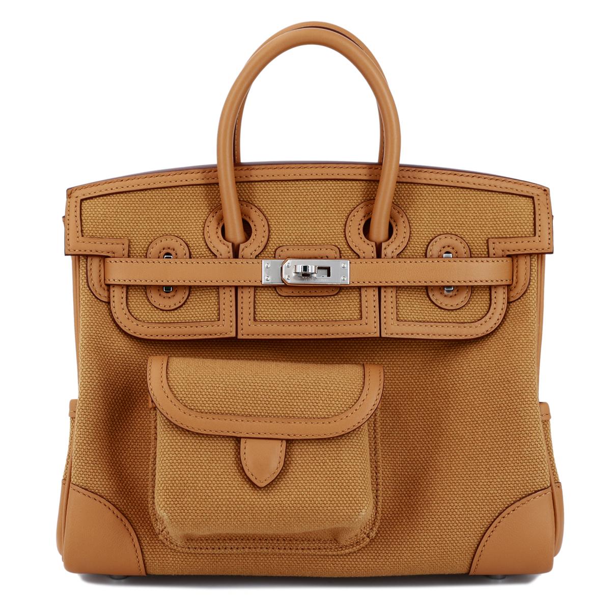 HERMÈS Limited Edition Birkin Cargo 25 handbag in Sesame Swift leather and Canvas with Palladium hardware - 1