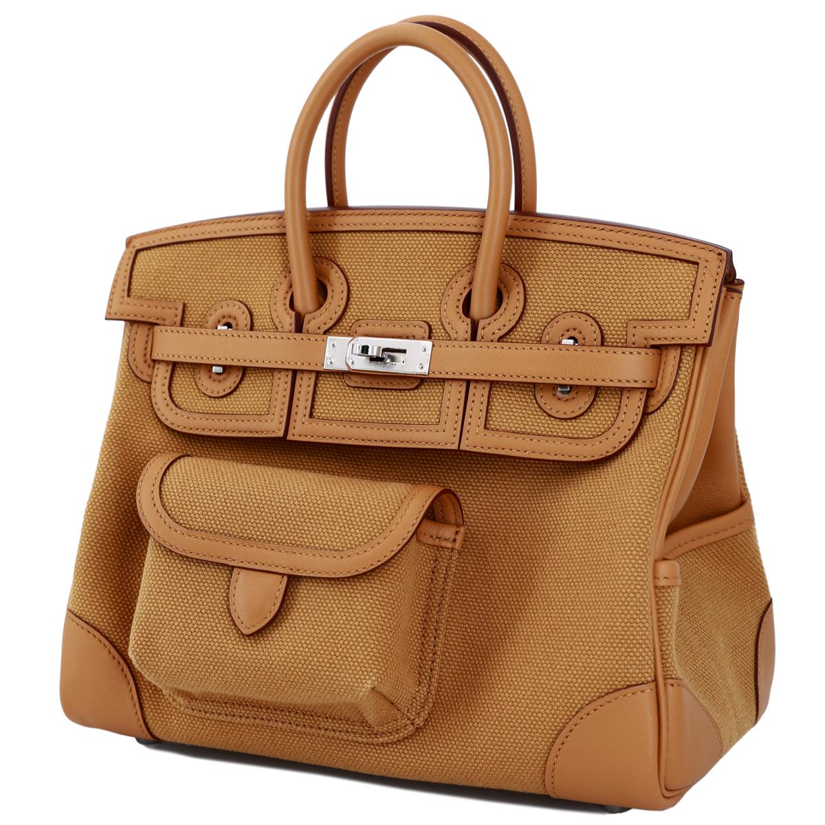 HERMÈS Limited Edition Birkin Cargo 25 handbag in Sesame Swift leather and Canvas with Palladium hardware - 2