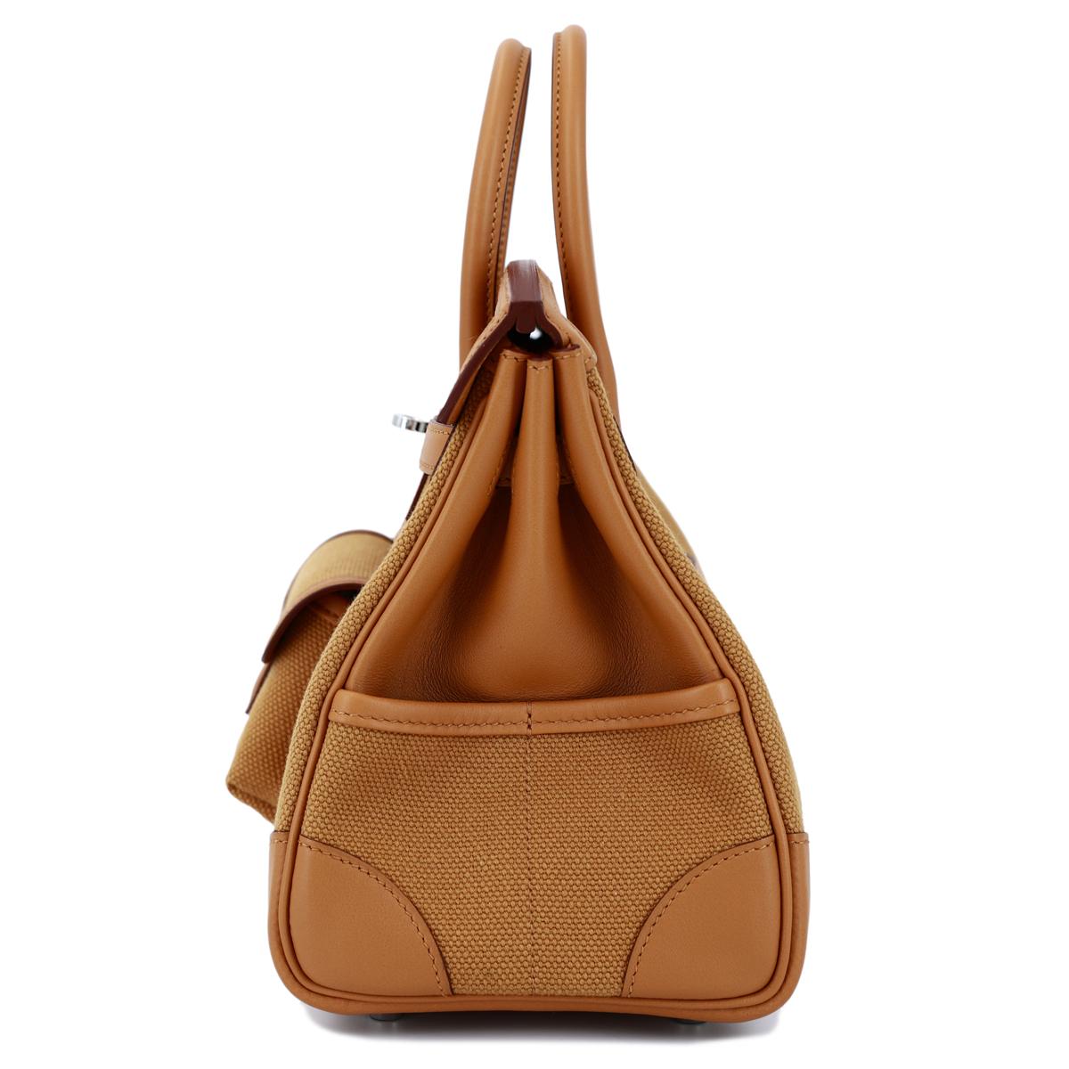 HERMÈS Limited Edition Birkin Cargo 25 handbag in Sesame Swift leather and Canvas with Palladium hardware - 4