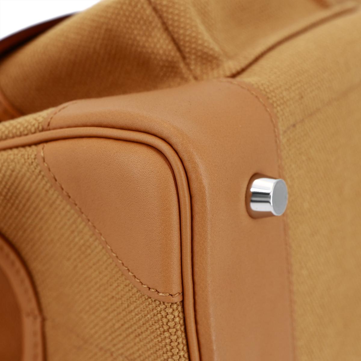 HERMÈS Limited Edition Birkin Cargo 25 handbag in Sesame Swift leather and Canvas with Palladium hardware - 9