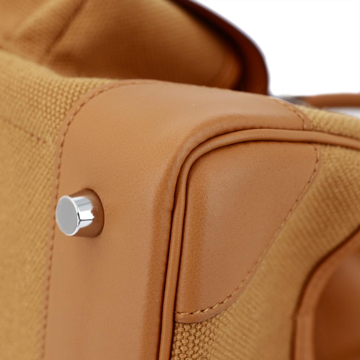 HERMÈS Limited Edition Birkin Cargo 25 handbag in Sesame Swift leather and Canvas with Palladium hardware - 8