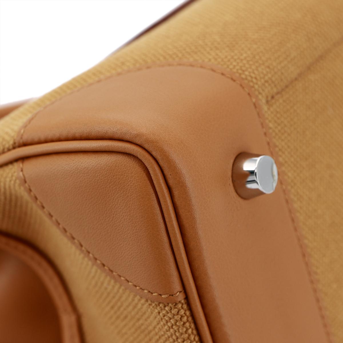 HERMÈS Limited Edition Birkin Cargo 25 handbag in Sesame Swift leather and Canvas with Palladium hardware - 10