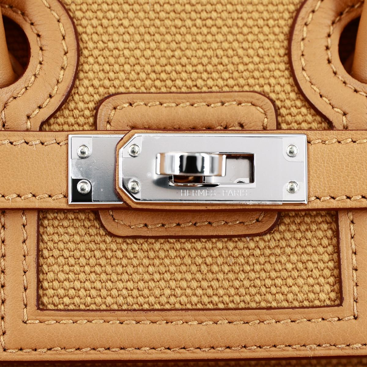 HERMÈS Limited Edition Birkin Cargo 25 handbag in Sesame Swift leather and Canvas with Palladium hardware - 12