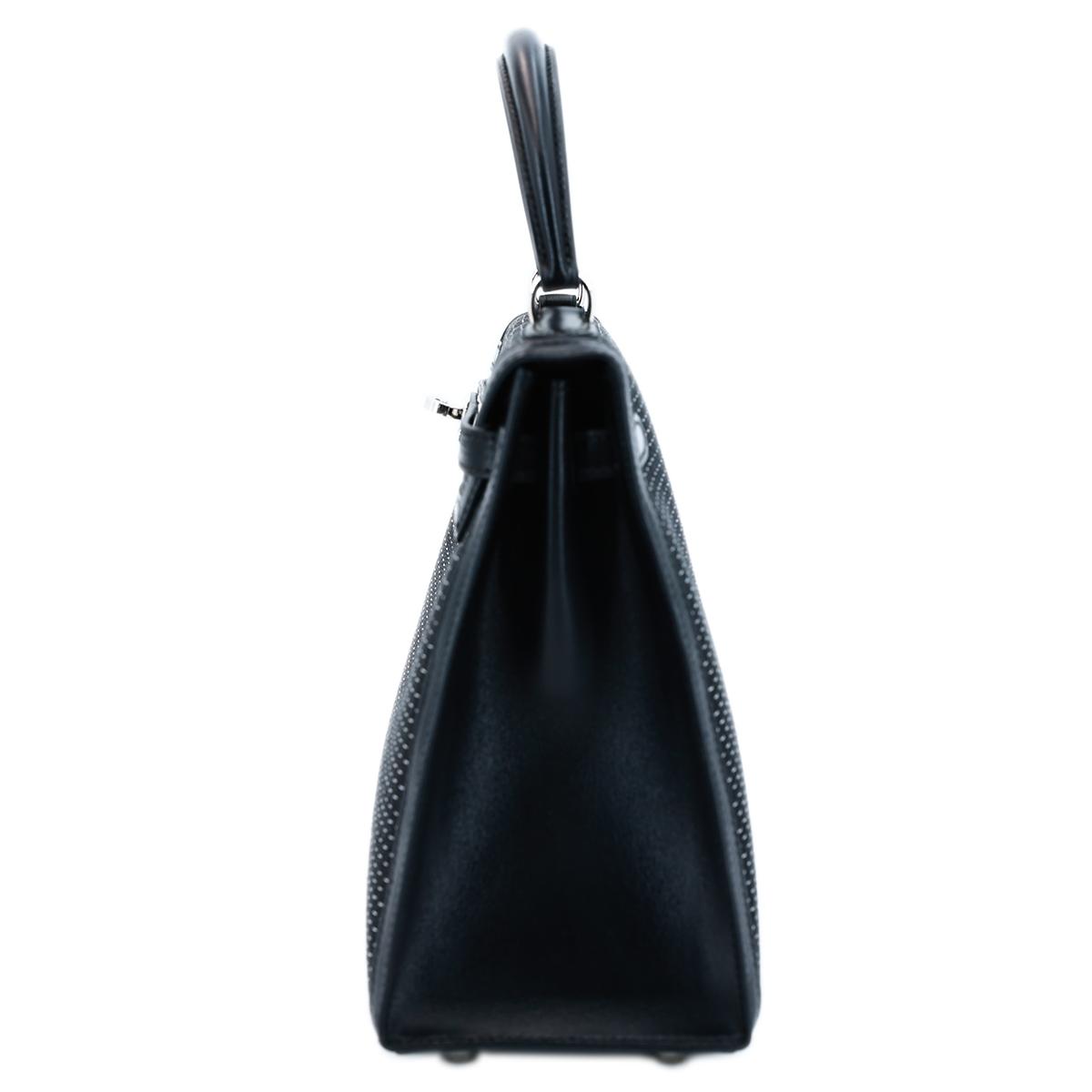 [中古] HERMÈS 愛馬仕 限量款 Kelly 25 外縫 凱莉包 89 Noir 黑色 馬毛編制 銀扣 - 4