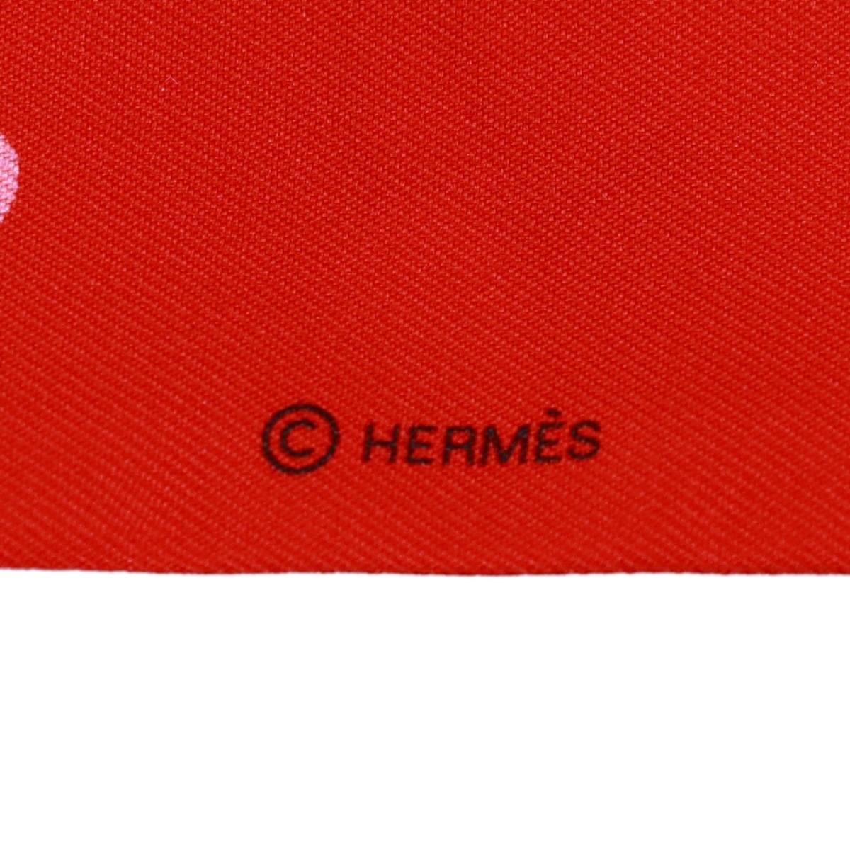 HERMÈS Tea Time Twilly in Rouge Vif and Vert Silk - 4