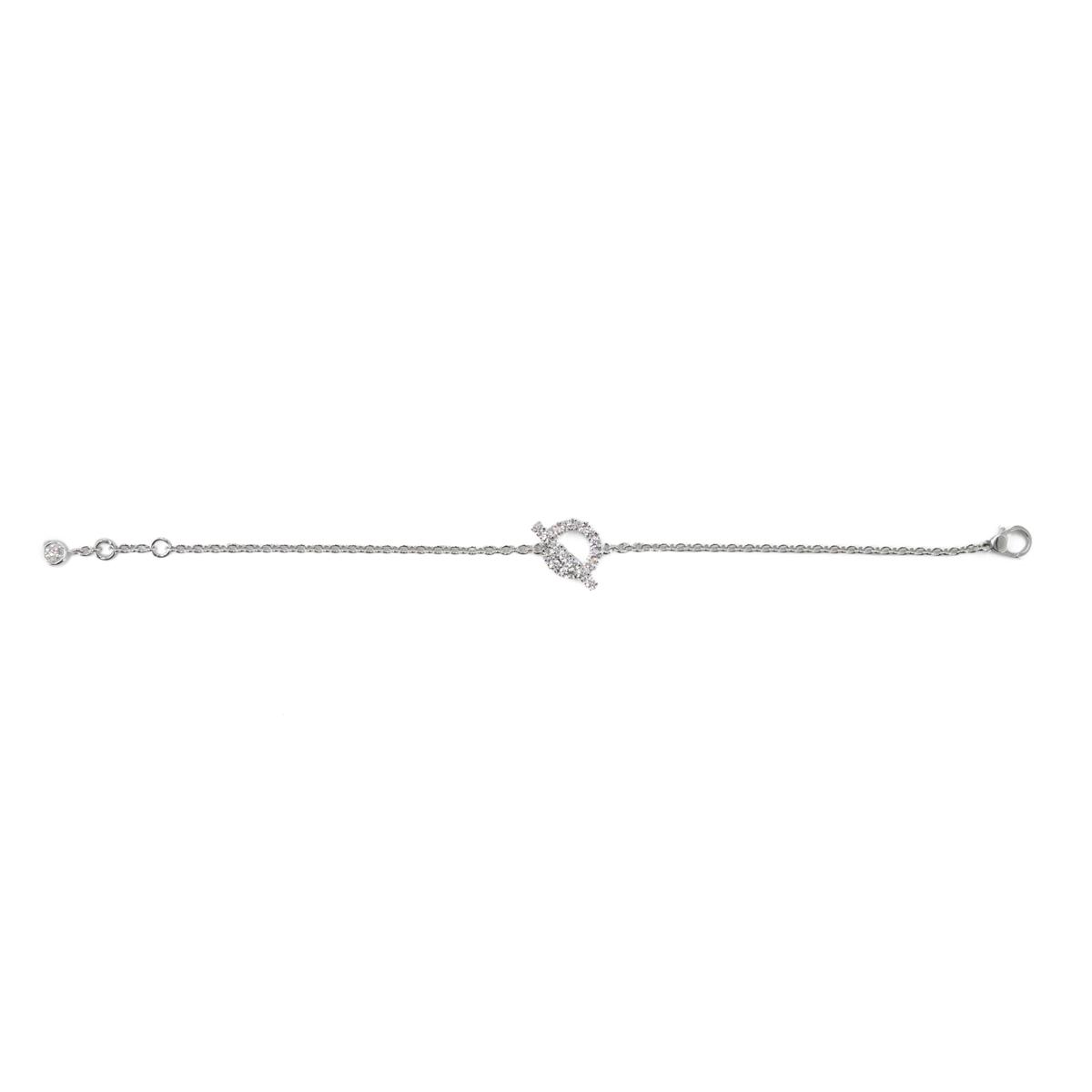 Very Good ( Rank A) HERMÈS Finesse Bracelet Silver WG - 7