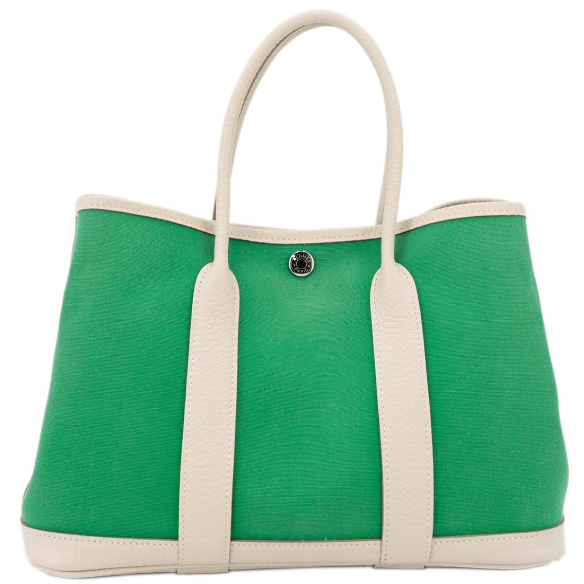 HERMÈS Garden Party 30 handbag in Bamboo and Craie Canvas and Negonda leather with Palladium hardware - 1