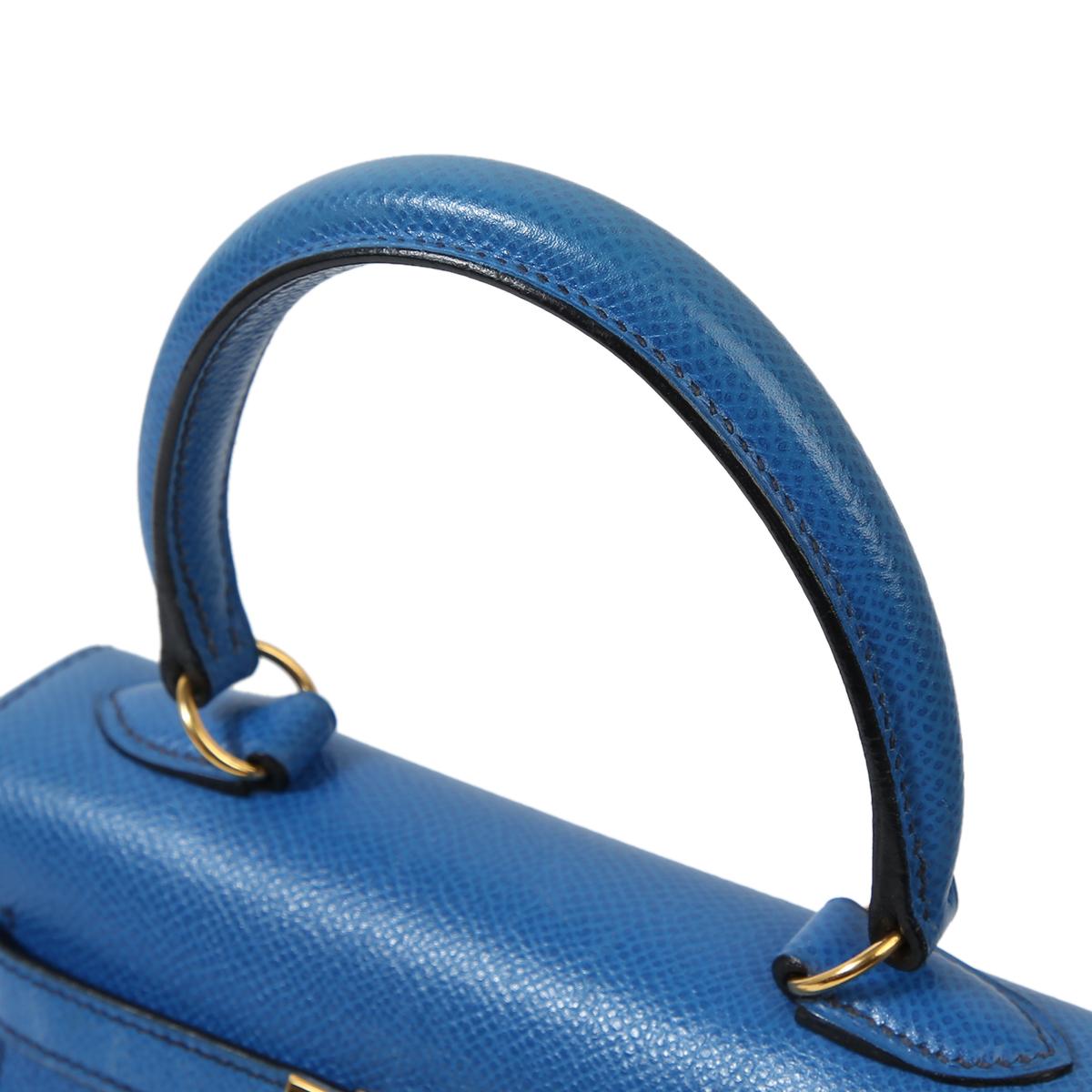 Very Good ( Rank A) HERMÈS Vintage Mini Kelly 20 Bleu France (71) Gold hardware Circle W (1993) - 6