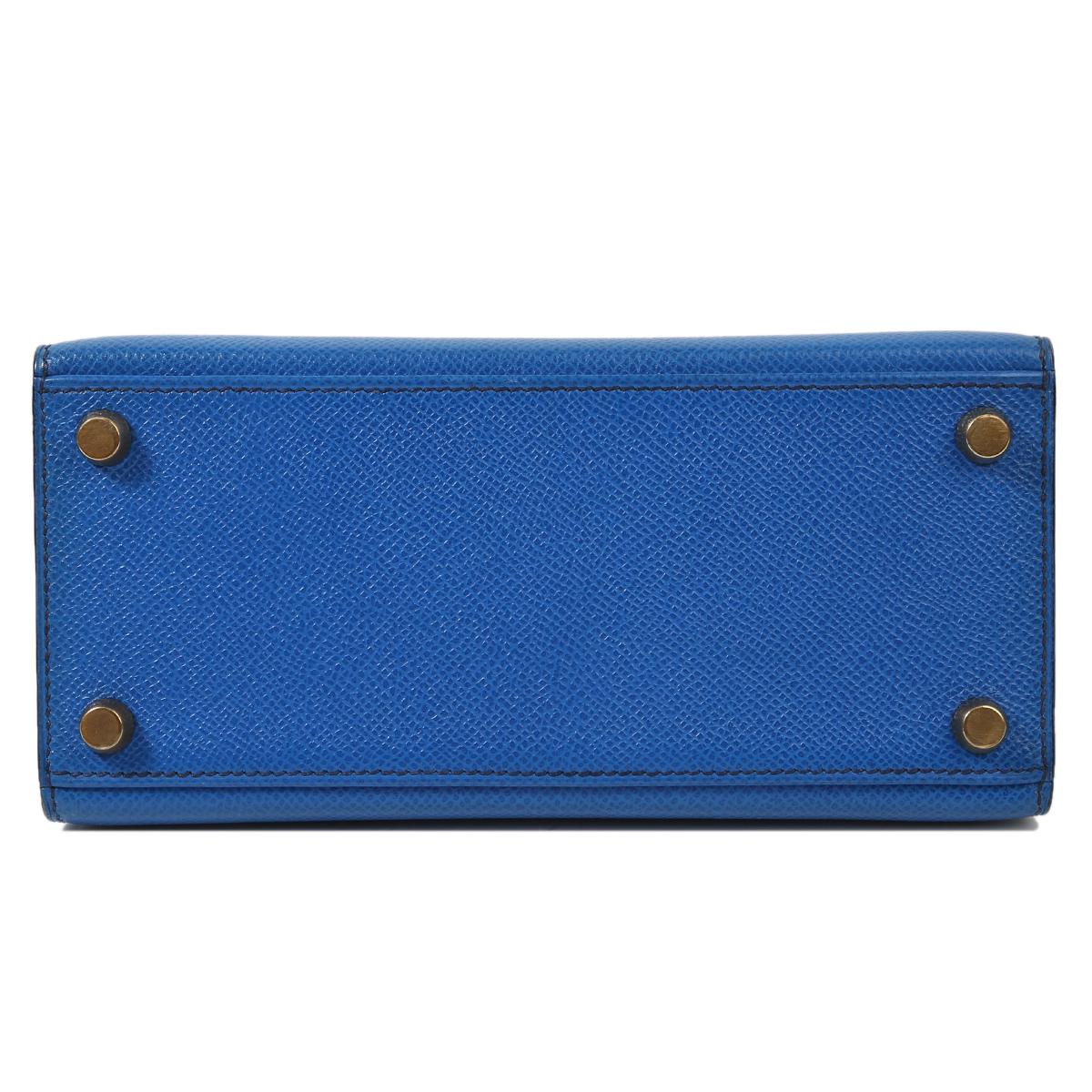 Very Good ( Rank A) HERMÈS Vintage Mini Kelly 20 Bleu France (71) Gold hardware Circle W (1993) - 7