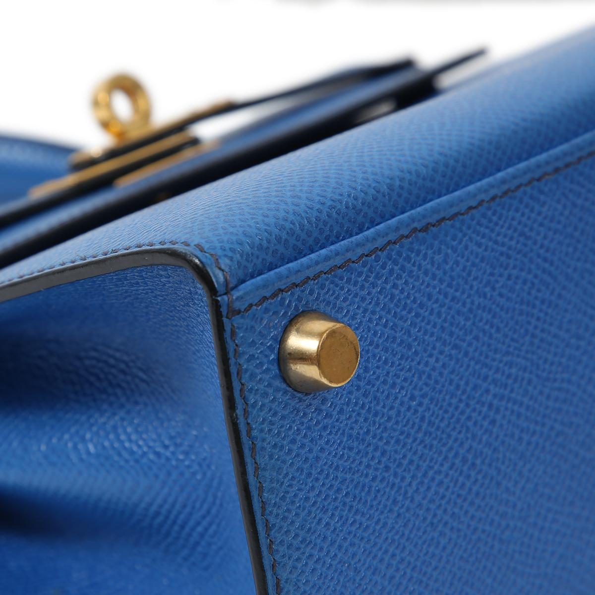 Very Good ( Rank A) HERMÈS Vintage Mini Kelly 20 Bleu France (71) Gold hardware Circle W (1993) - 8