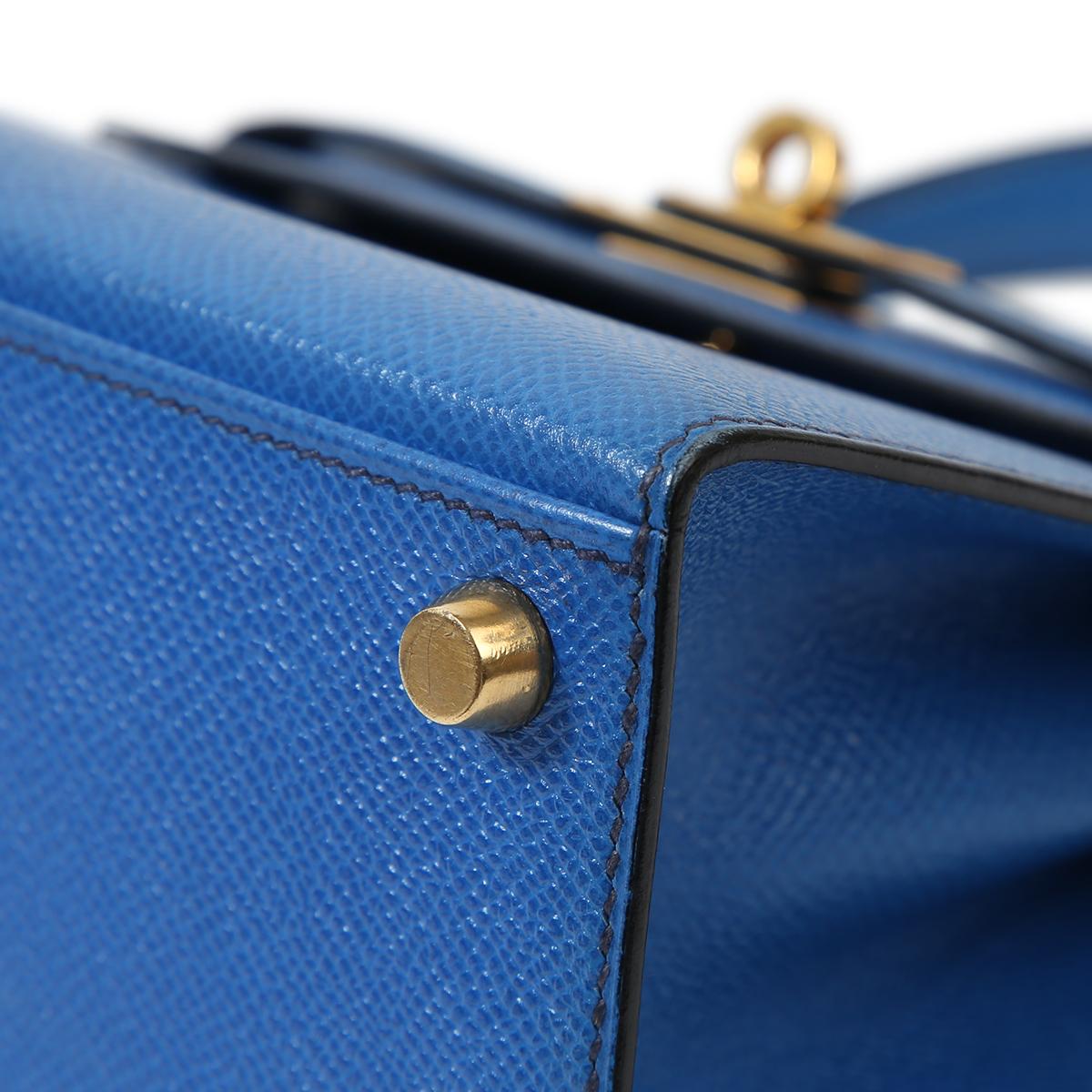 Very Good ( Rank A) HERMÈS Vintage Mini Kelly 20 Bleu France (71) Gold hardware Circle W (1993) - 9