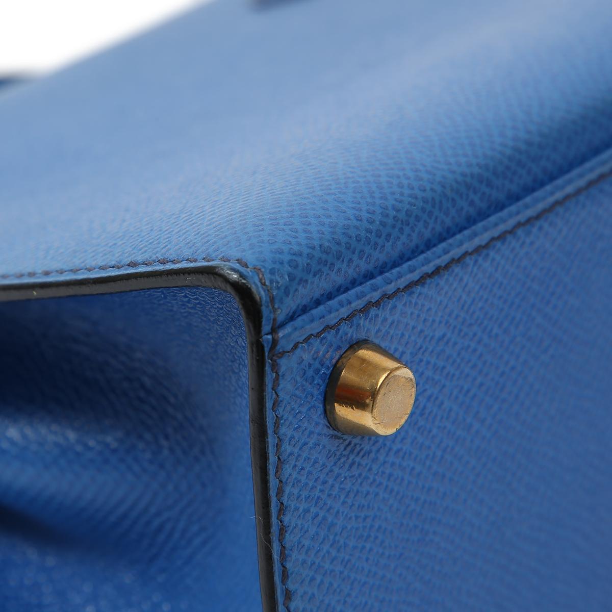 Very Good ( Rank A) HERMÈS Vintage Mini Kelly 20 Bleu France (71) Gold hardware Circle W (1993) - 10
