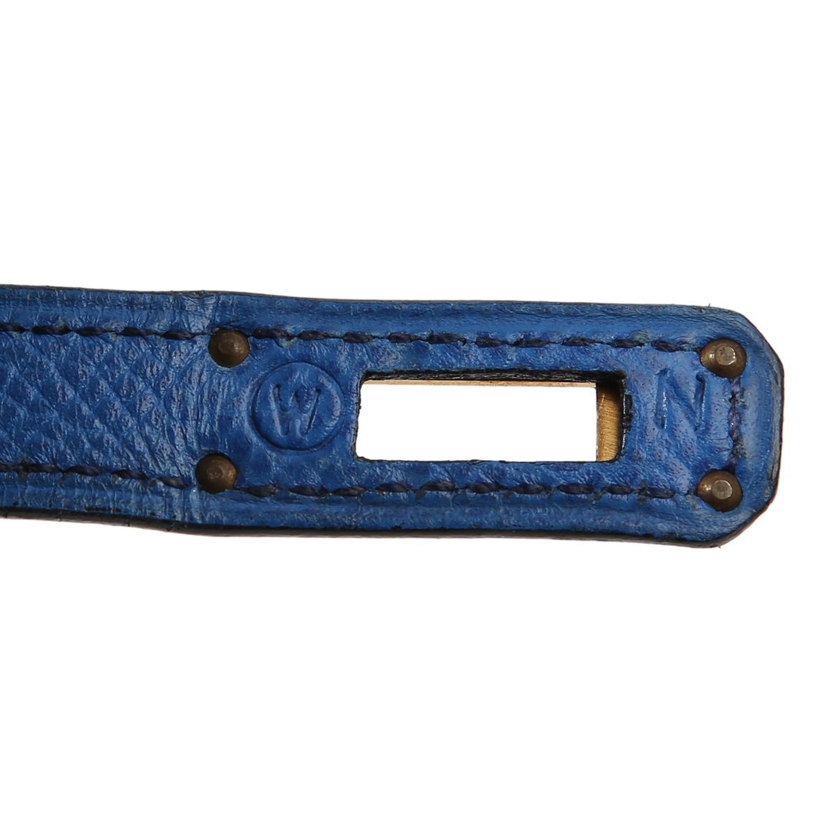 Very Good ( Rank A) HERMÈS Vintage Mini Kelly 20 Bleu France (71) Gold hardware Circle W (1993) - 14