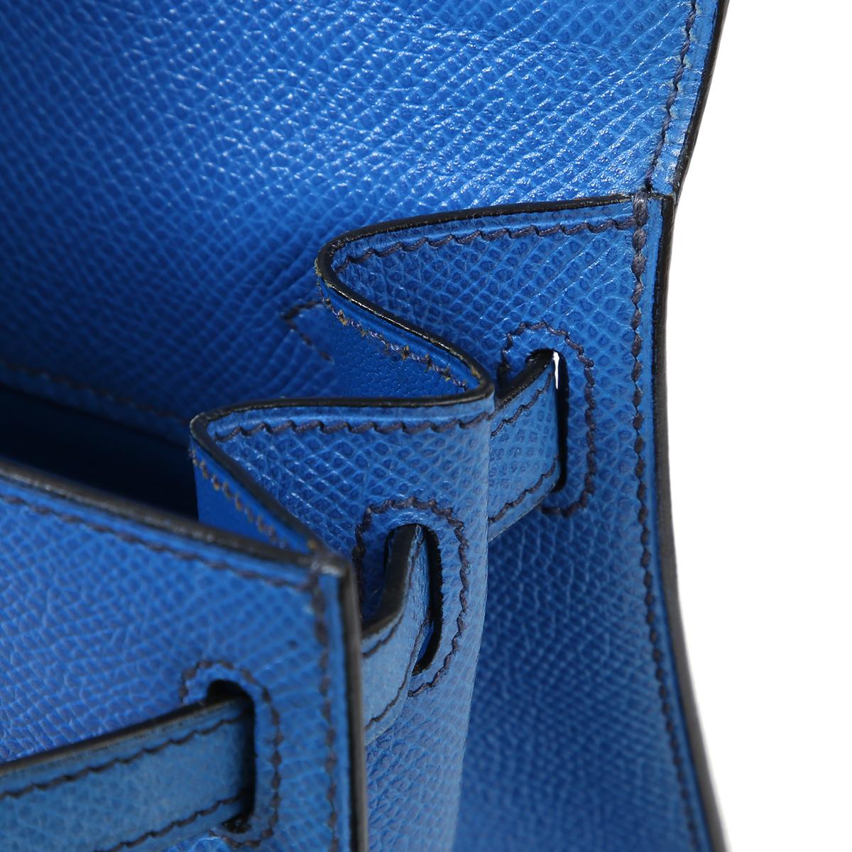 Very Good ( Rank A) HERMÈS Vintage Mini Kelly 20 Bleu France (71) Gold hardware Circle W (1993) - 16