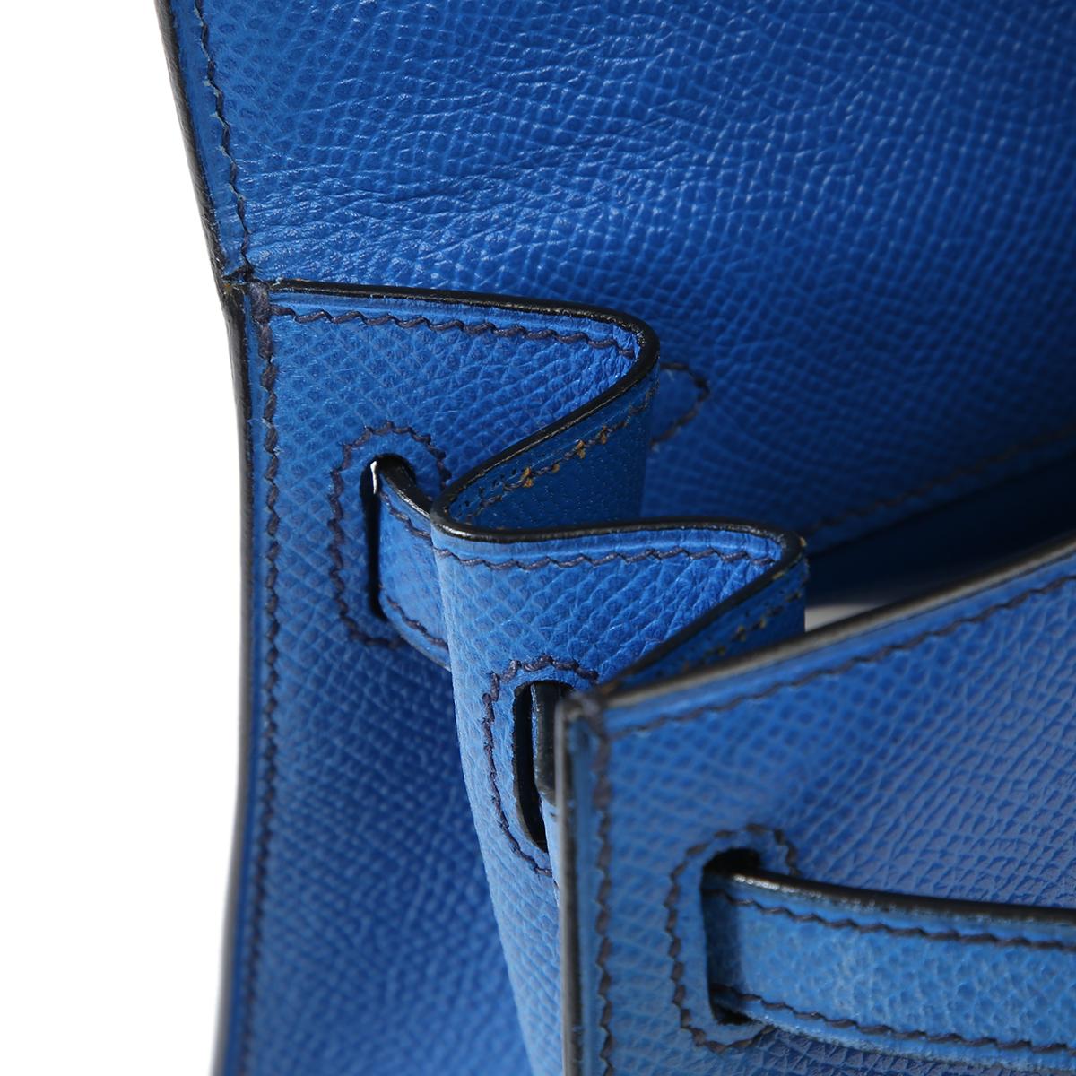 Very Good ( Rank A) HERMÈS Vintage Mini Kelly 20 Bleu France (71) Gold hardware Circle W (1993) - 17
