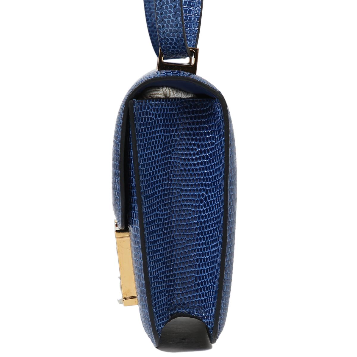 Excellent ( Rank SA ) HERMÈS Micro Constance Bleu Saphir (73) Lizard Gold hardware D (2019) - 4