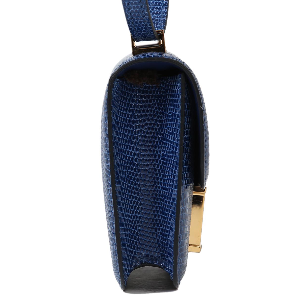 Excellent ( Rank SA ) HERMÈS Micro Constance Bleu Saphir (73) Lizard Gold hardware D (2019) - 5
