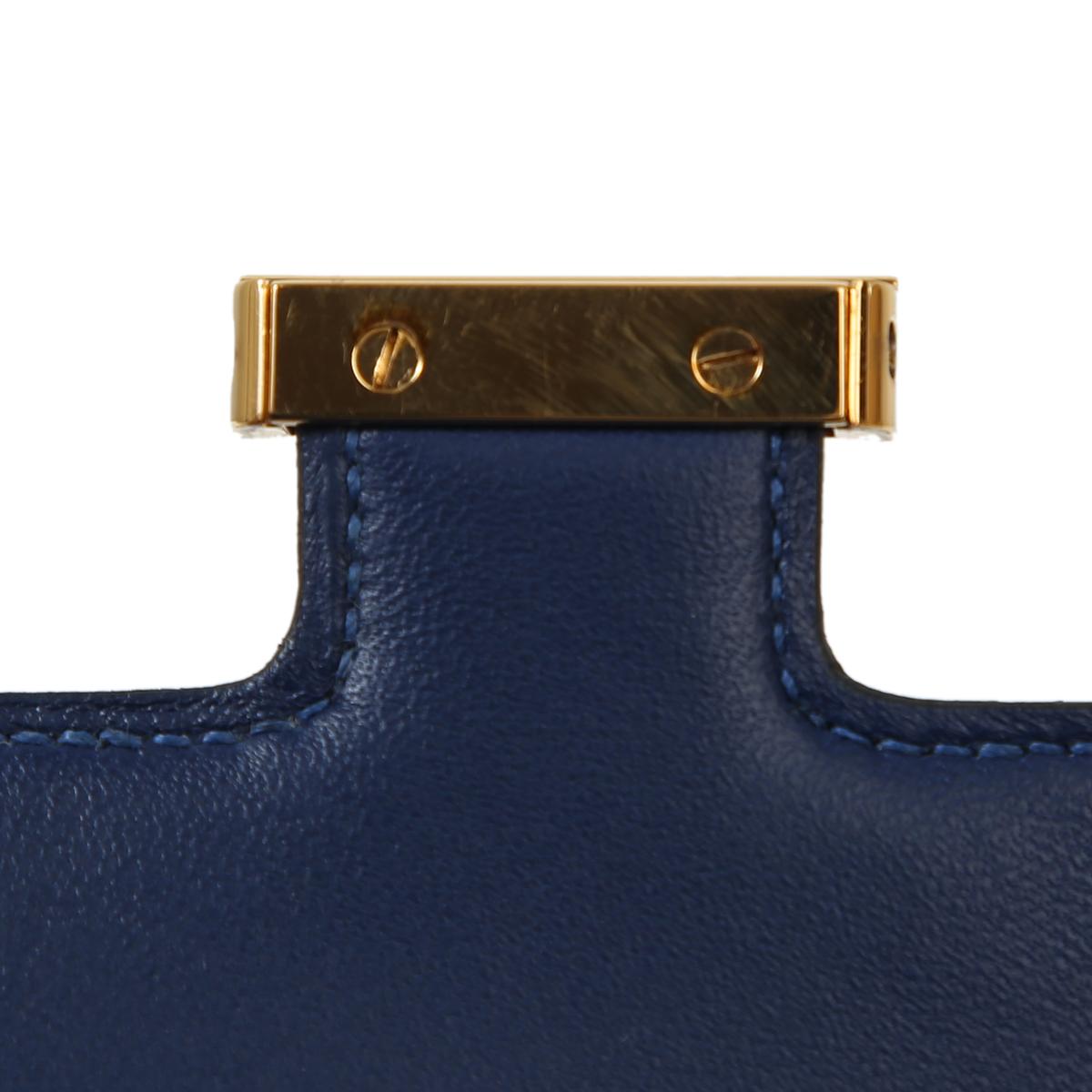 Excellent ( Rank SA ) HERMÈS Micro Constance Bleu Saphir (73) Lizard Gold hardware D (2019) - 13
