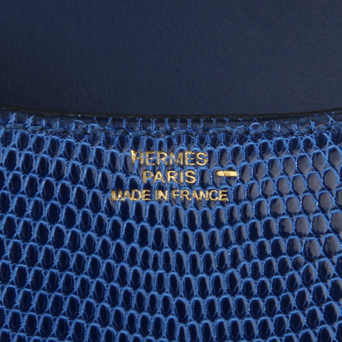Excellent ( Rank SA ) HERMÈS Micro Constance Bleu Saphir (73) Lizard Gold hardware D (2019) - 14