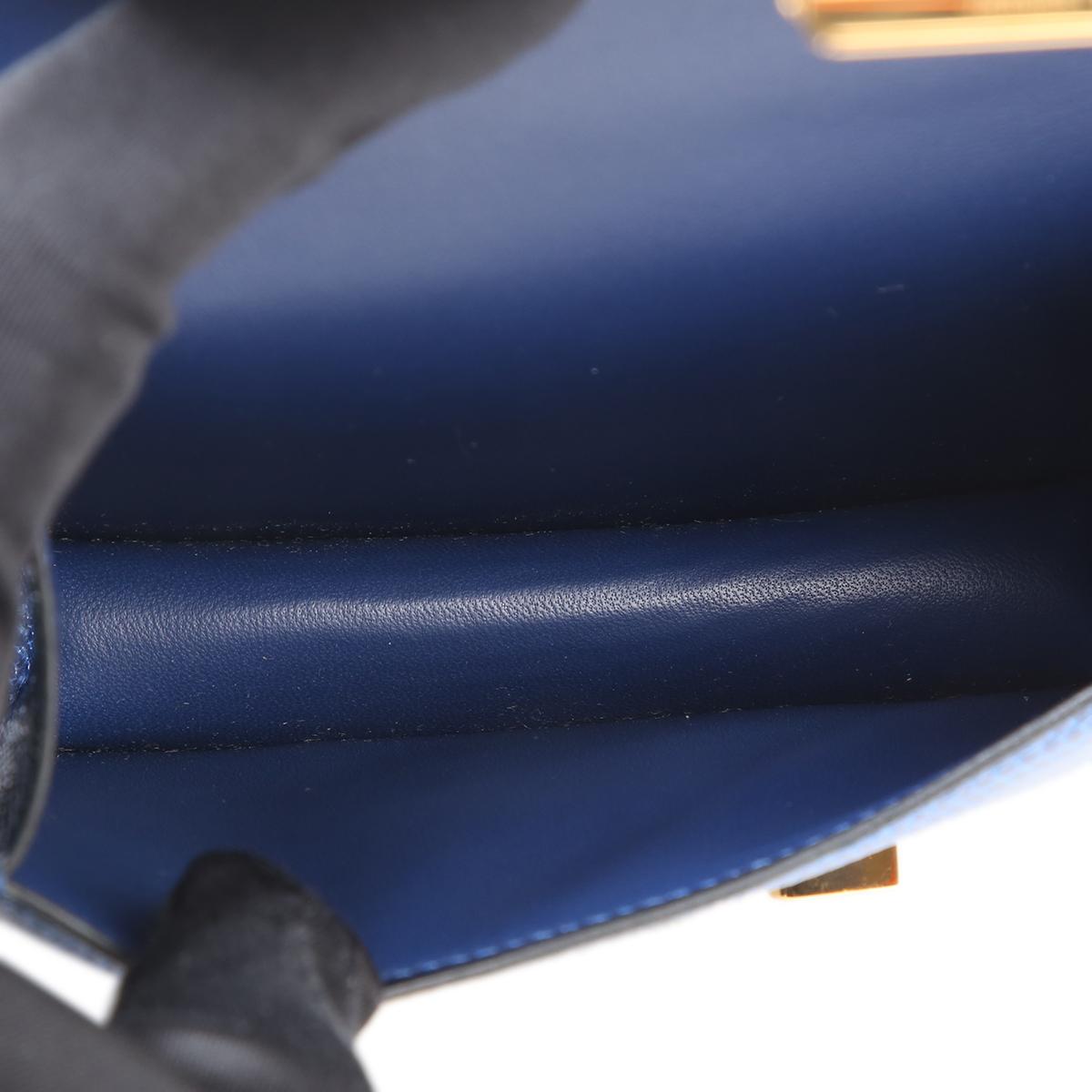 Excellent ( Rank SA ) HERMÈS Micro Constance Bleu Saphir (73) Lizard Gold hardware D (2019) - 15