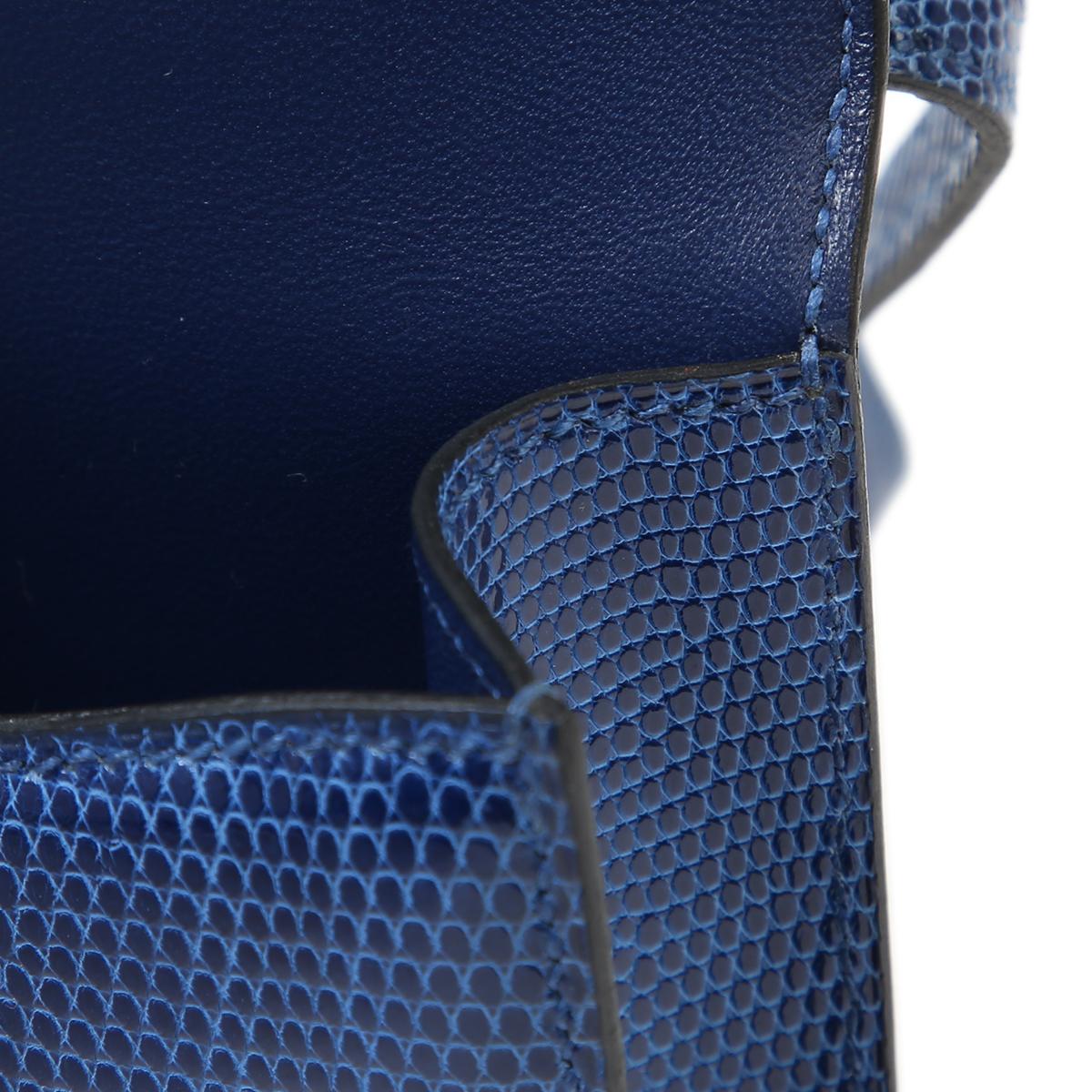 Excellent ( Rank SA ) HERMÈS Micro Constance Bleu Saphir (73) Lizard Gold hardware D (2019) - 16