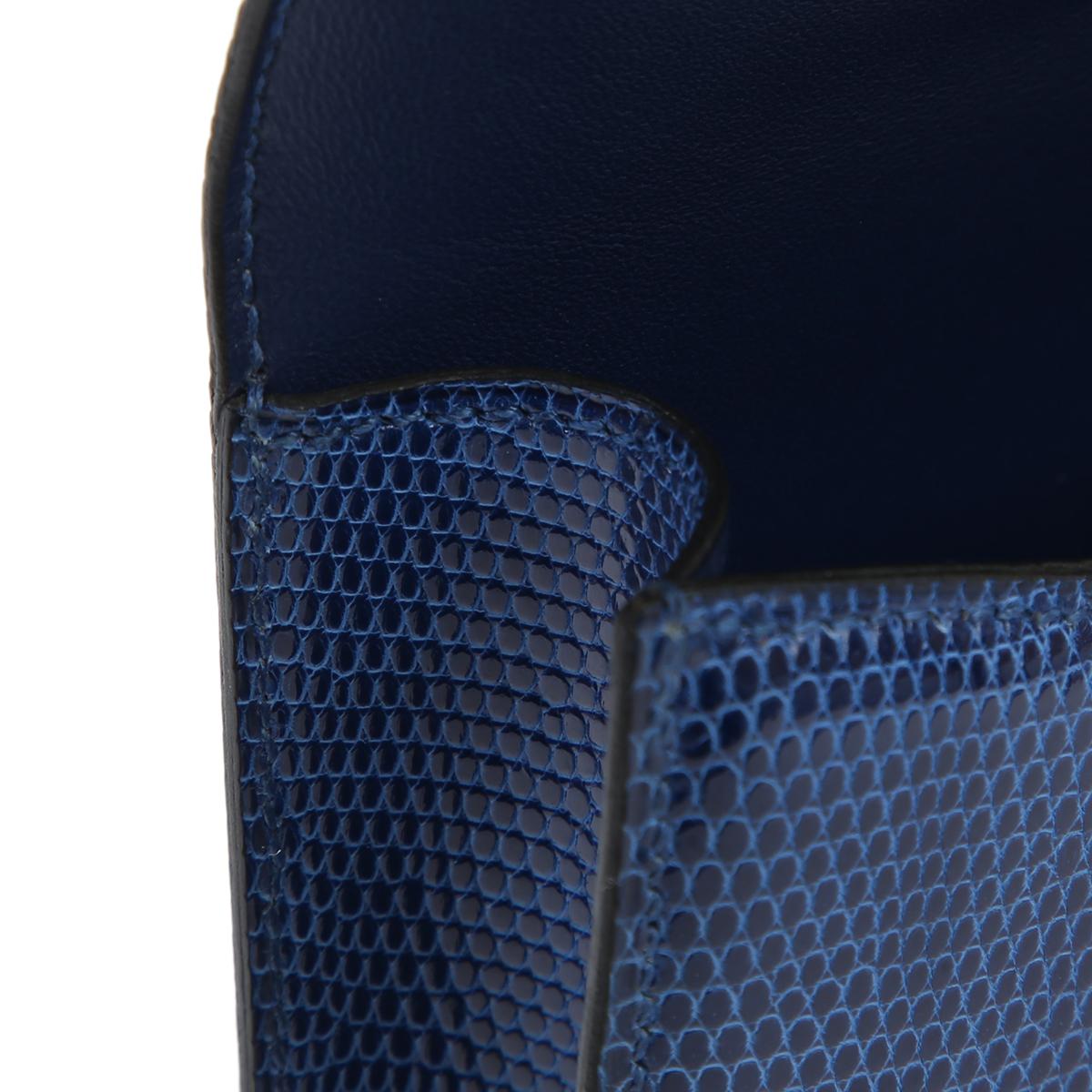 Excellent ( Rank SA ) HERMÈS Micro Constance Bleu Saphir (73) Lizard Gold hardware D (2019) - 17