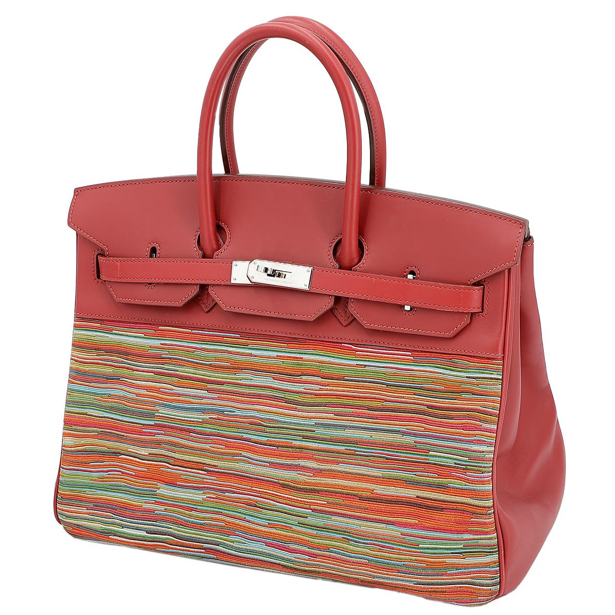 HERMÈS Limited Edition Birkin 35 handbag in Multi-color Vibrato goatskin and Rouge Vif Box calfskin with Palladium hardware - 2