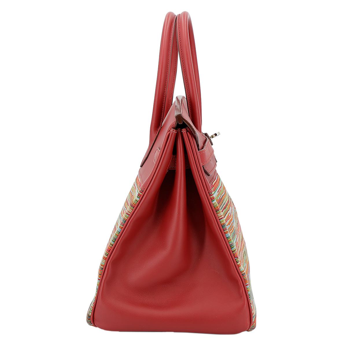 HERMÈS Limited Edition Birkin 35 handbag in Multi-color Vibrato goatskin and Rouge Vif Box calfskin with Palladium hardware - 5