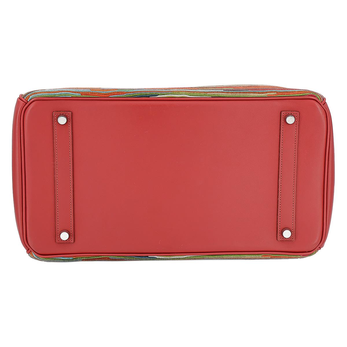 HERMÈS Limited Edition Birkin 35 handbag in Multi-color Vibrato goatskin and Rouge Vif Box calfskin with Palladium hardware - 7