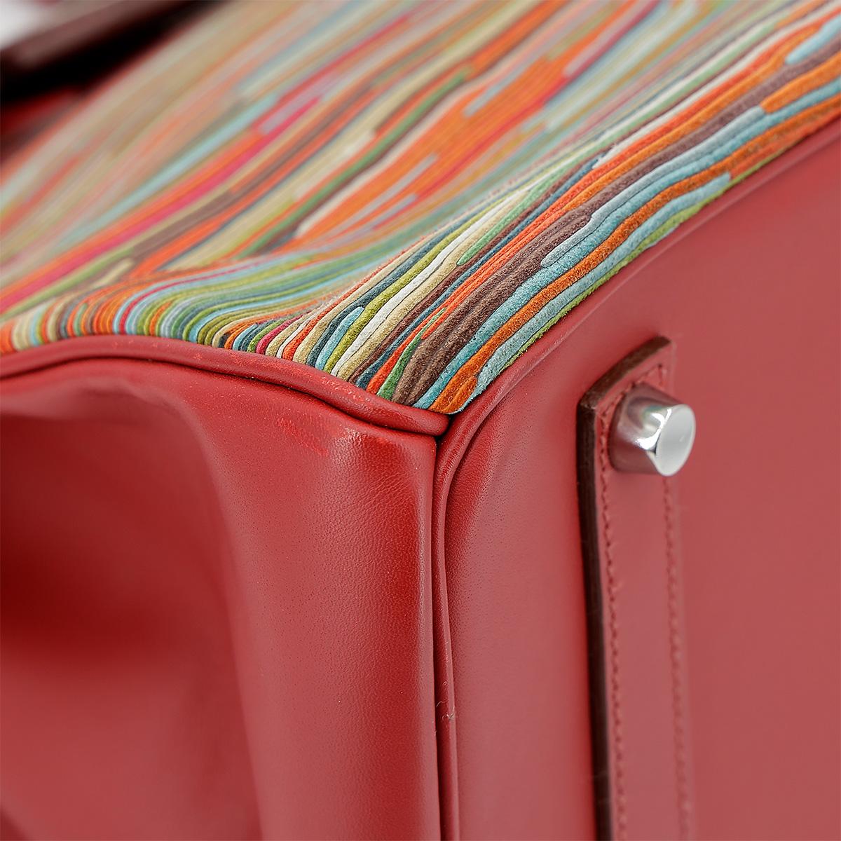 HERMÈS Limited Edition Birkin 35 handbag in Multi-color Vibrato goatskin and Rouge Vif Box calfskin with Palladium hardware - 8