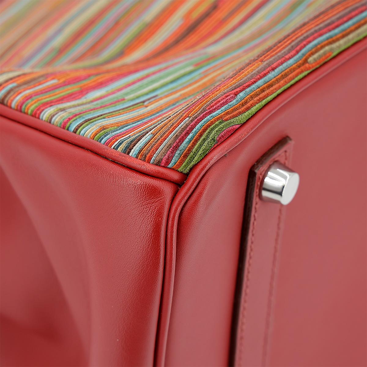 HERMÈS Limited Edition Birkin 35 handbag in Multi-color Vibrato goatskin and Rouge Vif Box calfskin with Palladium hardware - 10