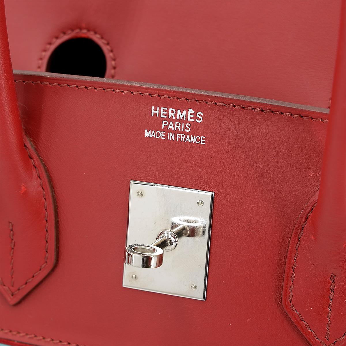 HERMÈS Limited Edition Birkin 35 handbag in Multi-color Vibrato goatskin and Rouge Vif Box calfskin with Palladium hardware - 13