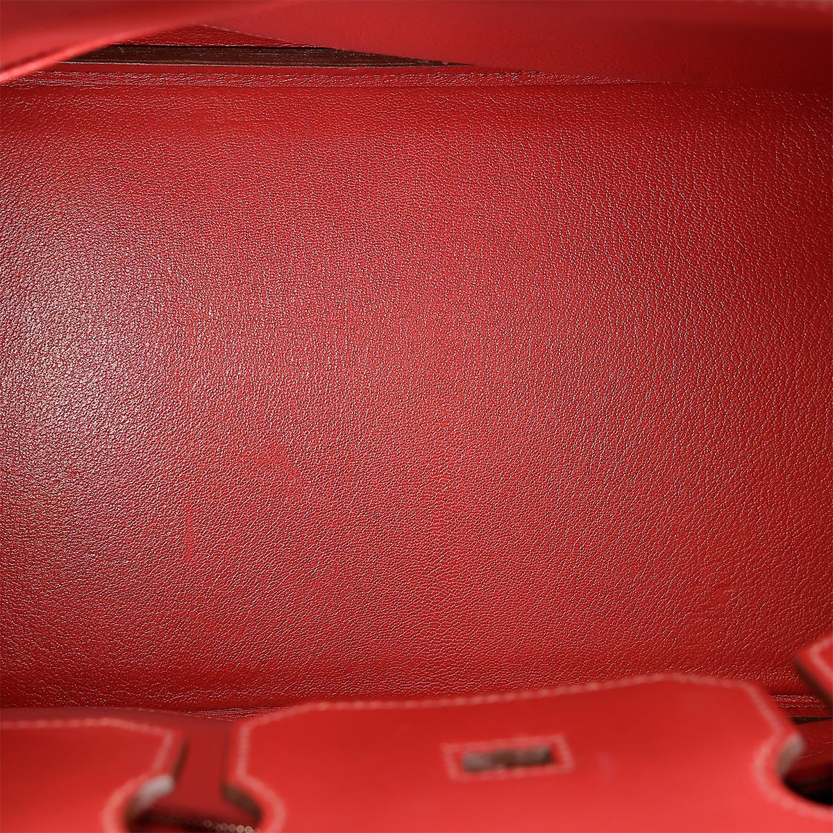 HERMÈS Limited Edition Birkin 35 handbag in Multi-color Vibrato goatskin and Rouge Vif Box calfskin with Palladium hardware - 15