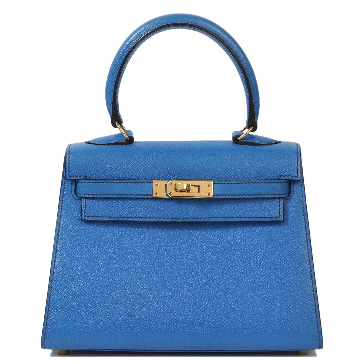 Very Good ( Rank A) HERMÈS Vintage Mini Kelly 20 Bleu France (71) Gold hardware Circle W (1993) - 1