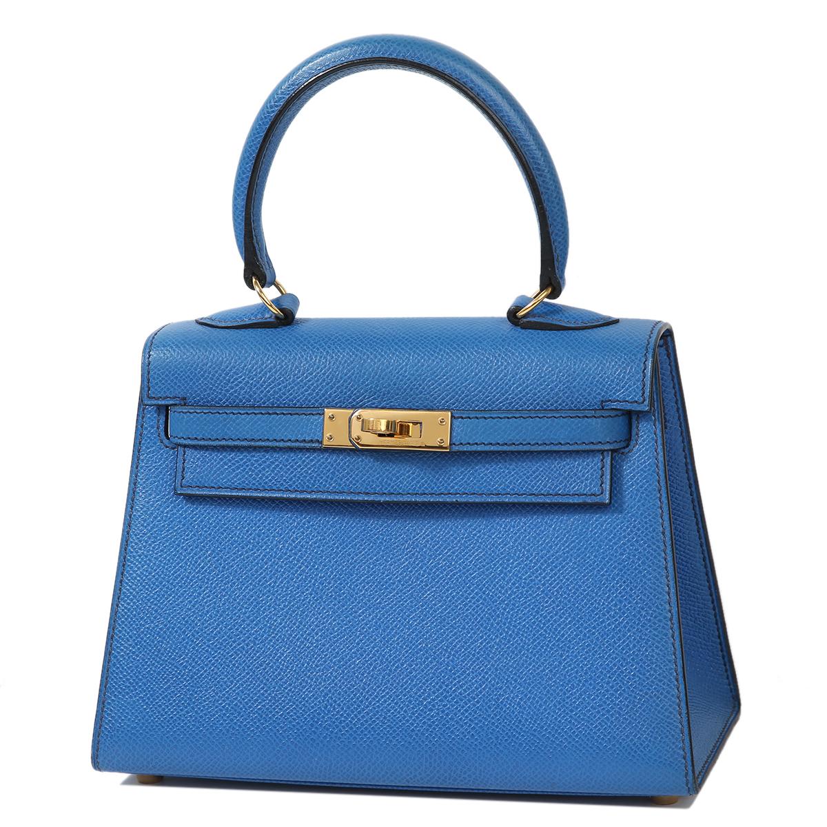 Very Good ( Rank A) HERMÈS Vintage Mini Kelly 20 Bleu France (71) Gold hardware Circle W (1993) - 2