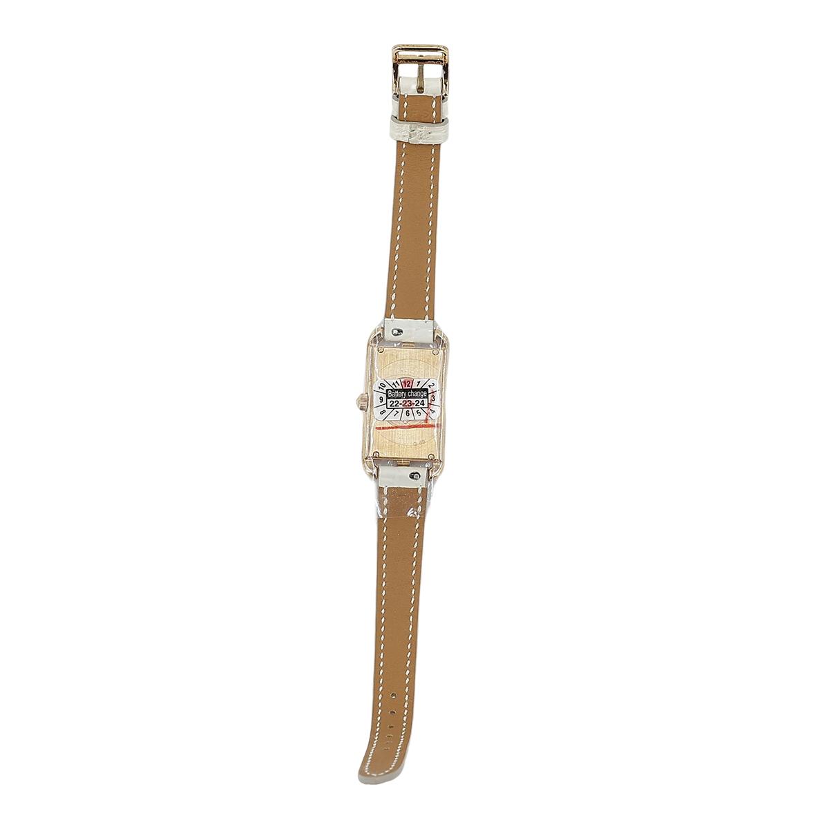 HERMÈS Nantucket PM Wrist Watch in Beton with Alligator and Diamond  - 2