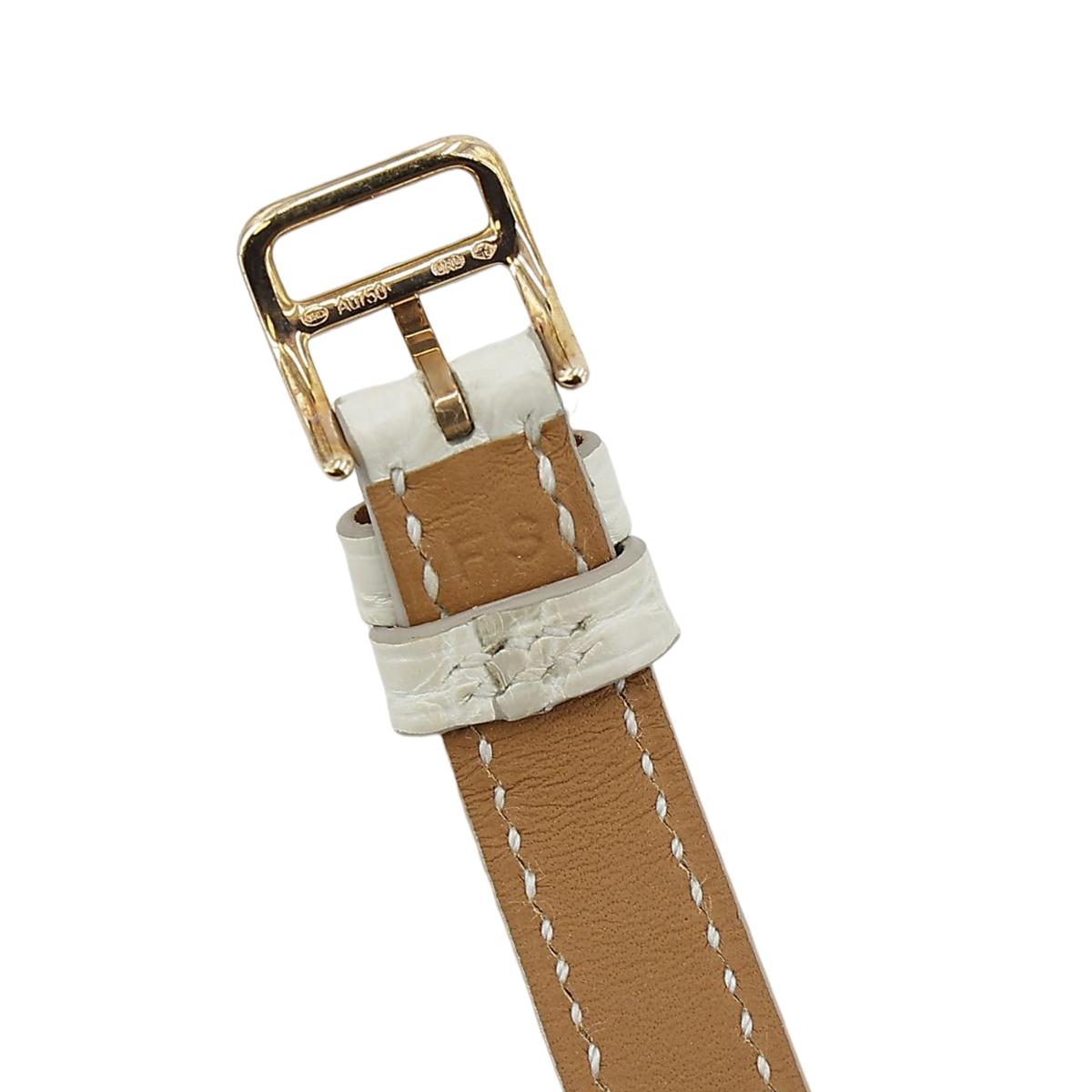 HERMÈS Nantucket PM Wrist Watch in Beton with Alligator and Diamond  - 6