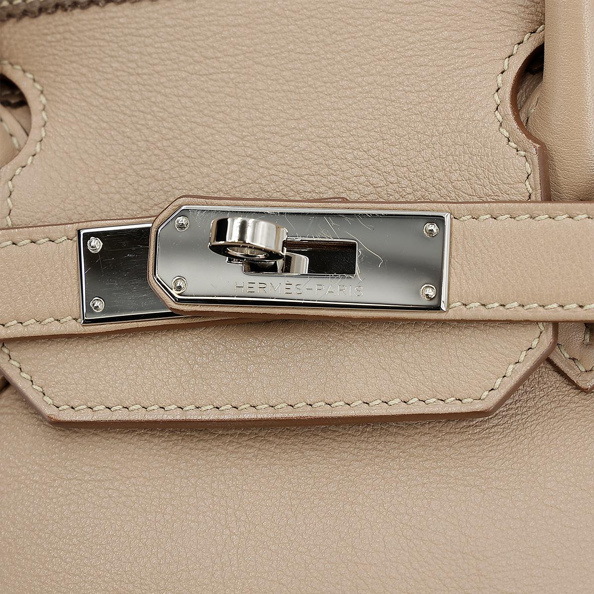 HERMÈS Limited Edition Birkin Ghillies 30 handbag in Argile and Etoupe Swift leather with Palladium hardware - 14