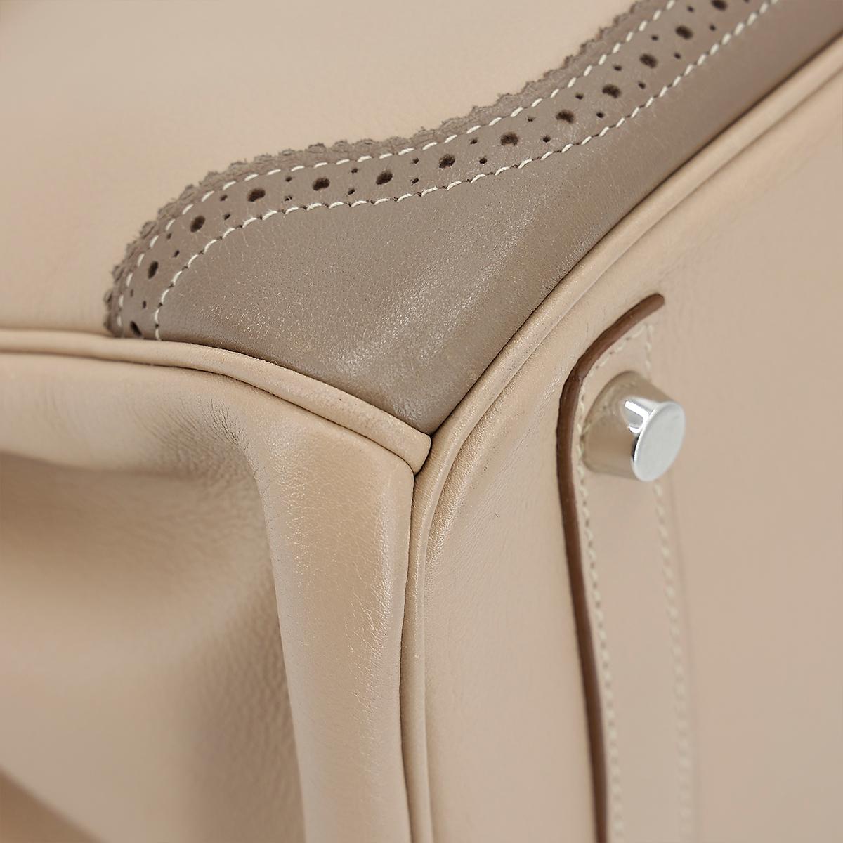 HERMÈS Limited Edition Birkin Ghillies 30 handbag in Argile and Etoupe Swift leather with Palladium hardware - 9