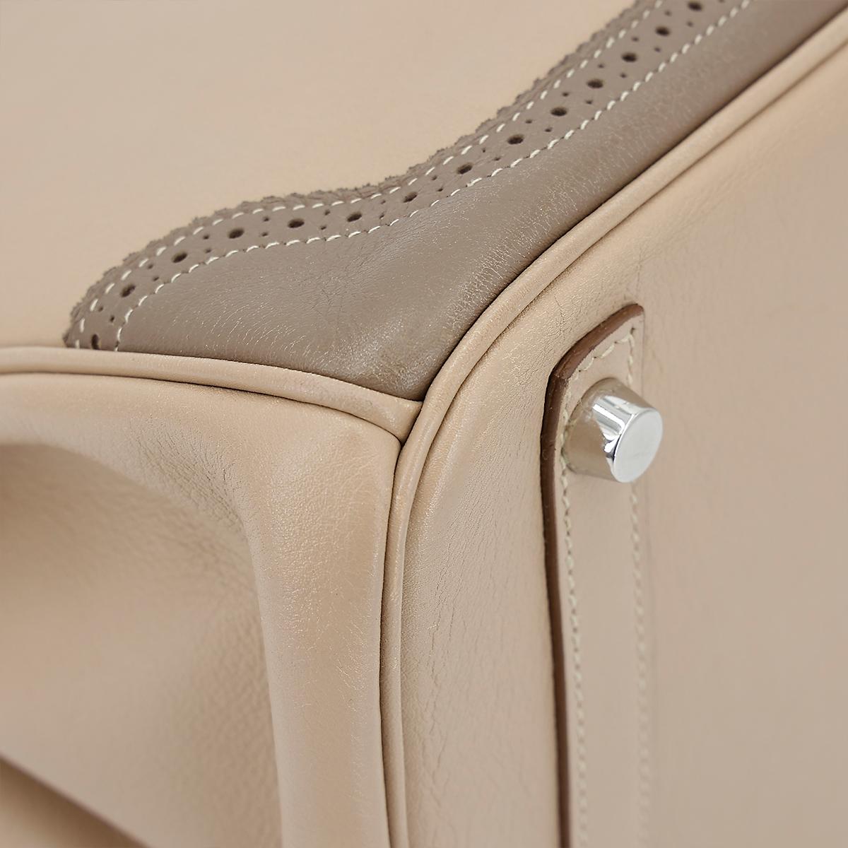 HERMÈS Limited Edition Birkin Ghillies 30 handbag in Argile and Etoupe Swift leather with Palladium hardware - 11