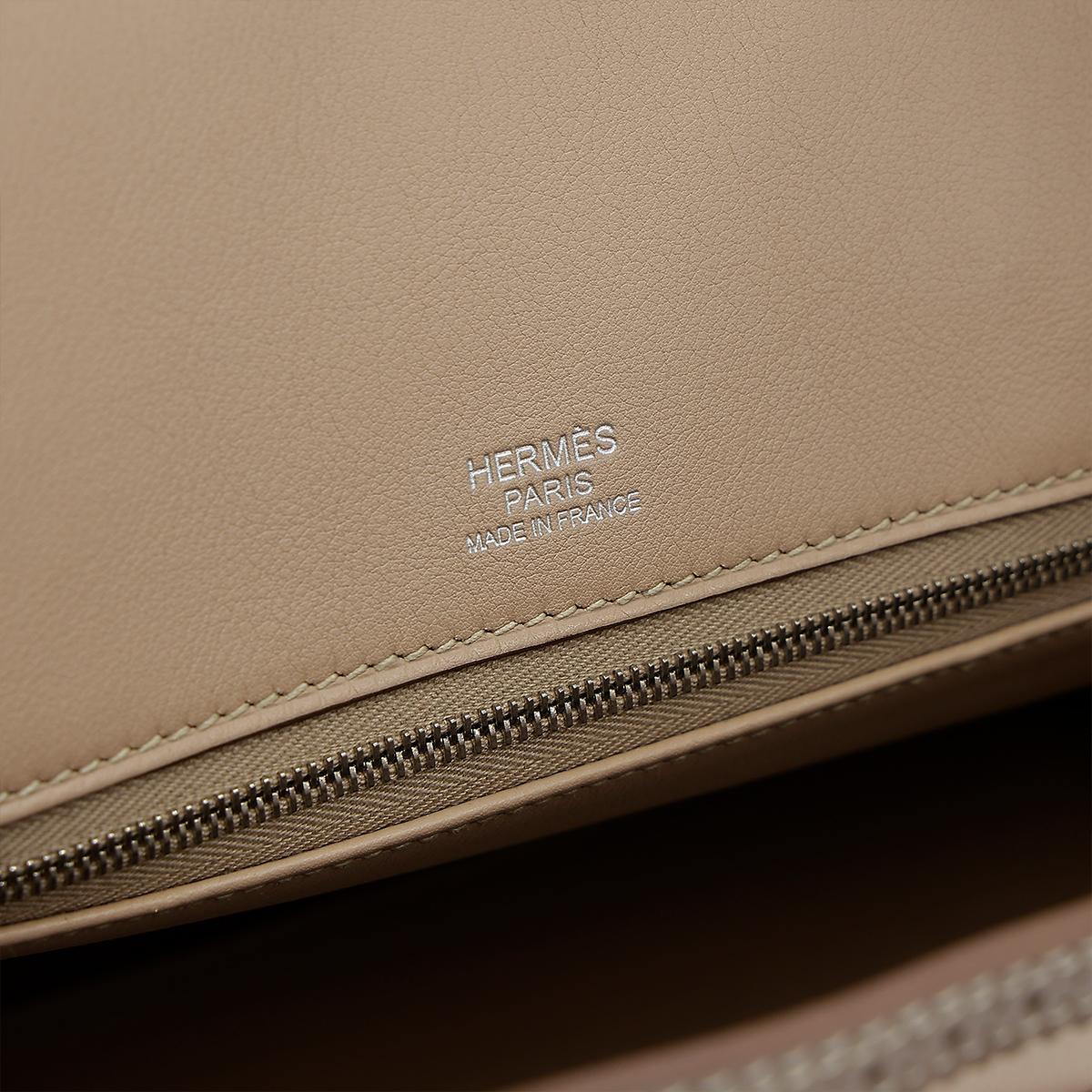 HERMÈS Limited Edition Birkin Ghillies 30 handbag in Argile and Etoupe Swift leather with Palladium hardware - 17